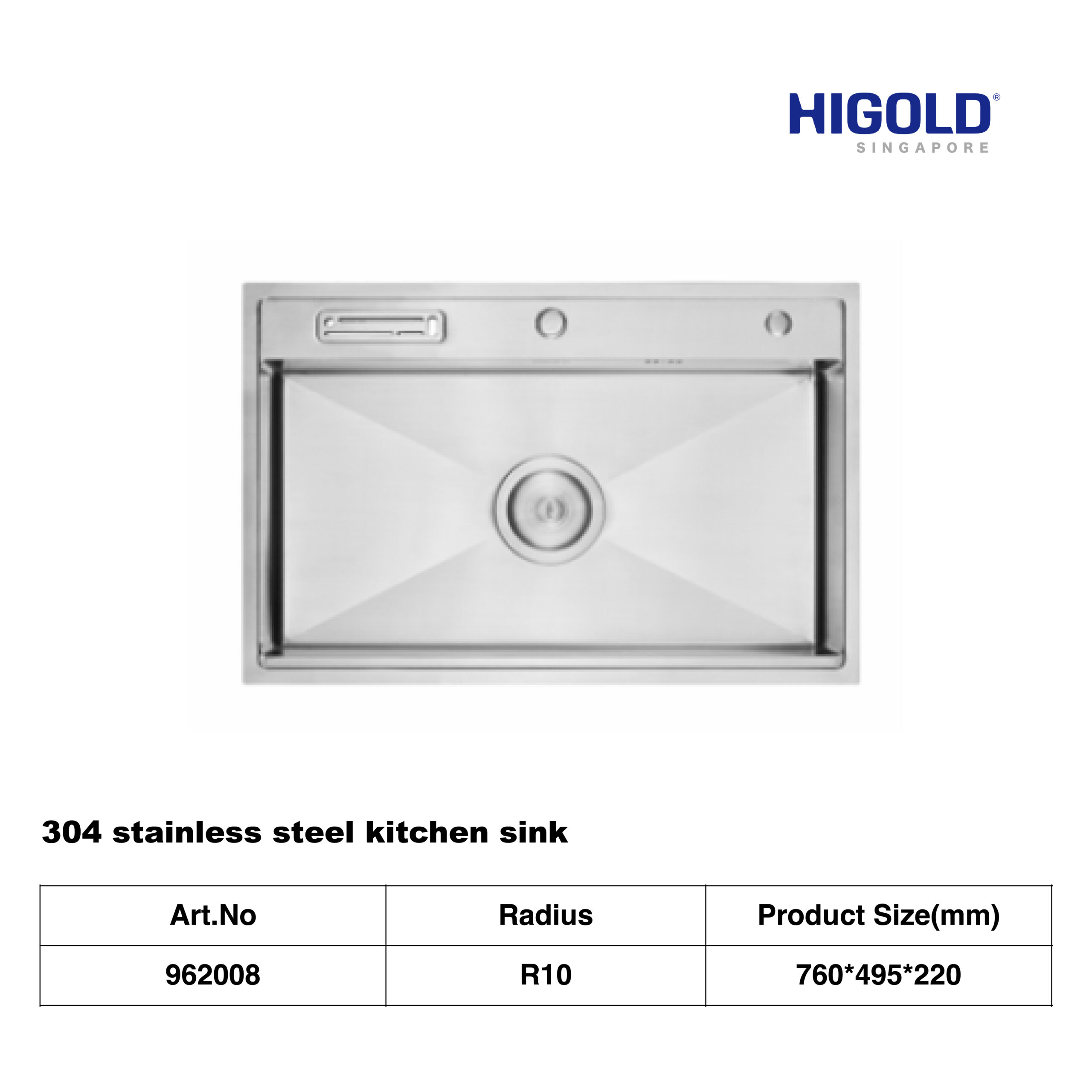 HIGOLD 304 stainless steel kitchen sink, chopping board package. can use for both top-mount or under-mount - Image 5