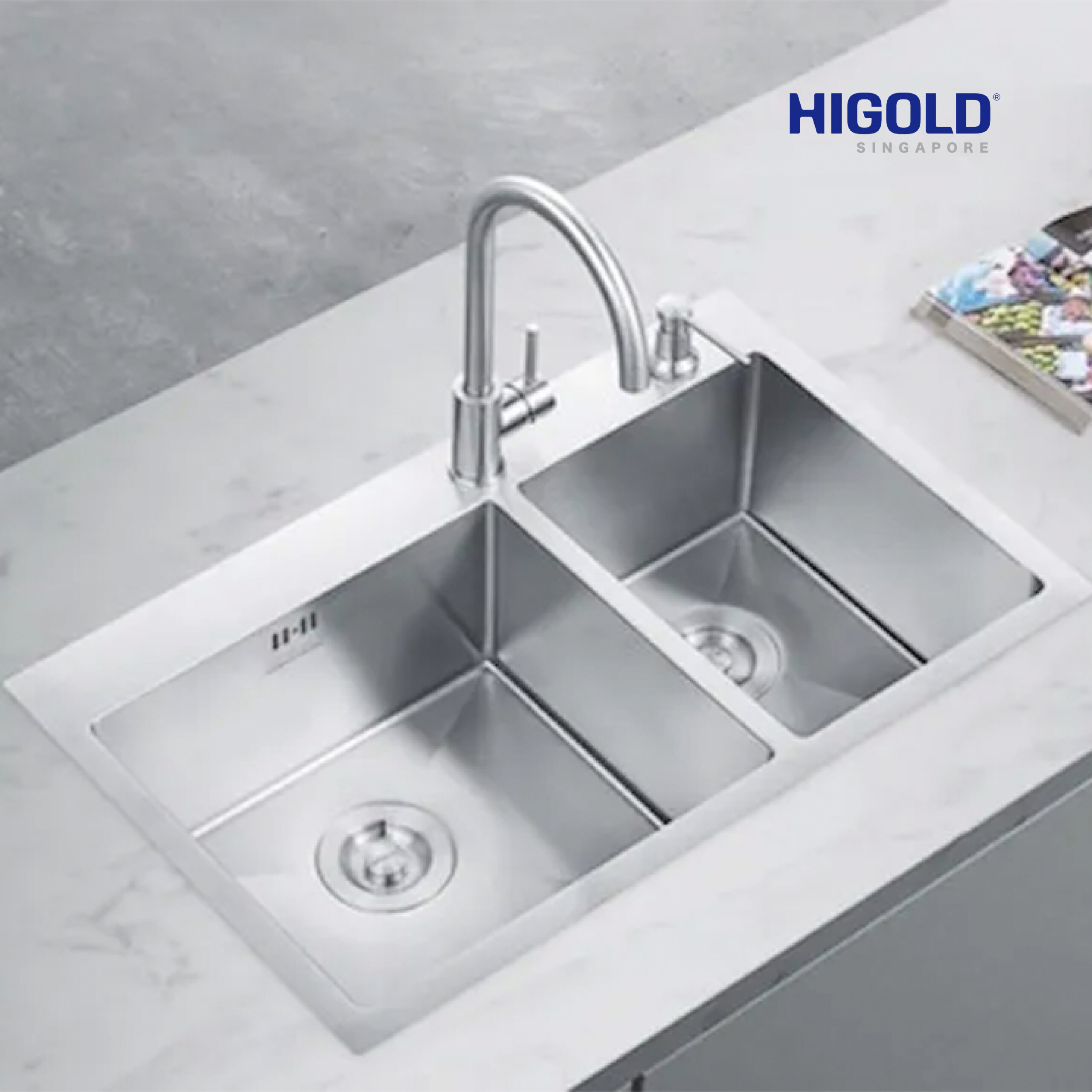 HIGOLD 304 stainless steel kitchen sink, chopping board package. can use for both top-mount or under-mount - Image 7