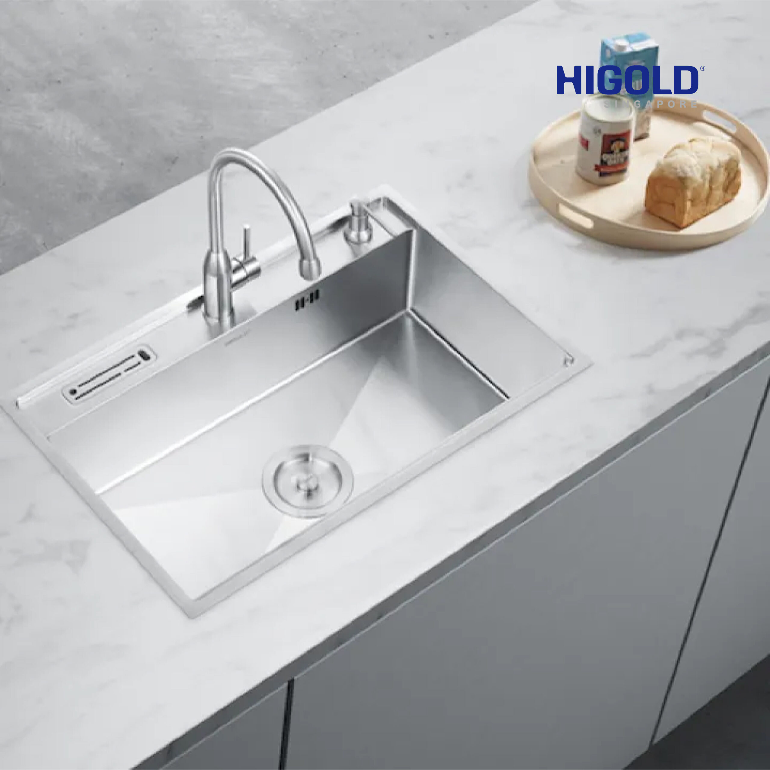 HIGOLD 304 stainless steel kitchen sink, chopping board package. can use for both top-mount or under-mount - Image 8
