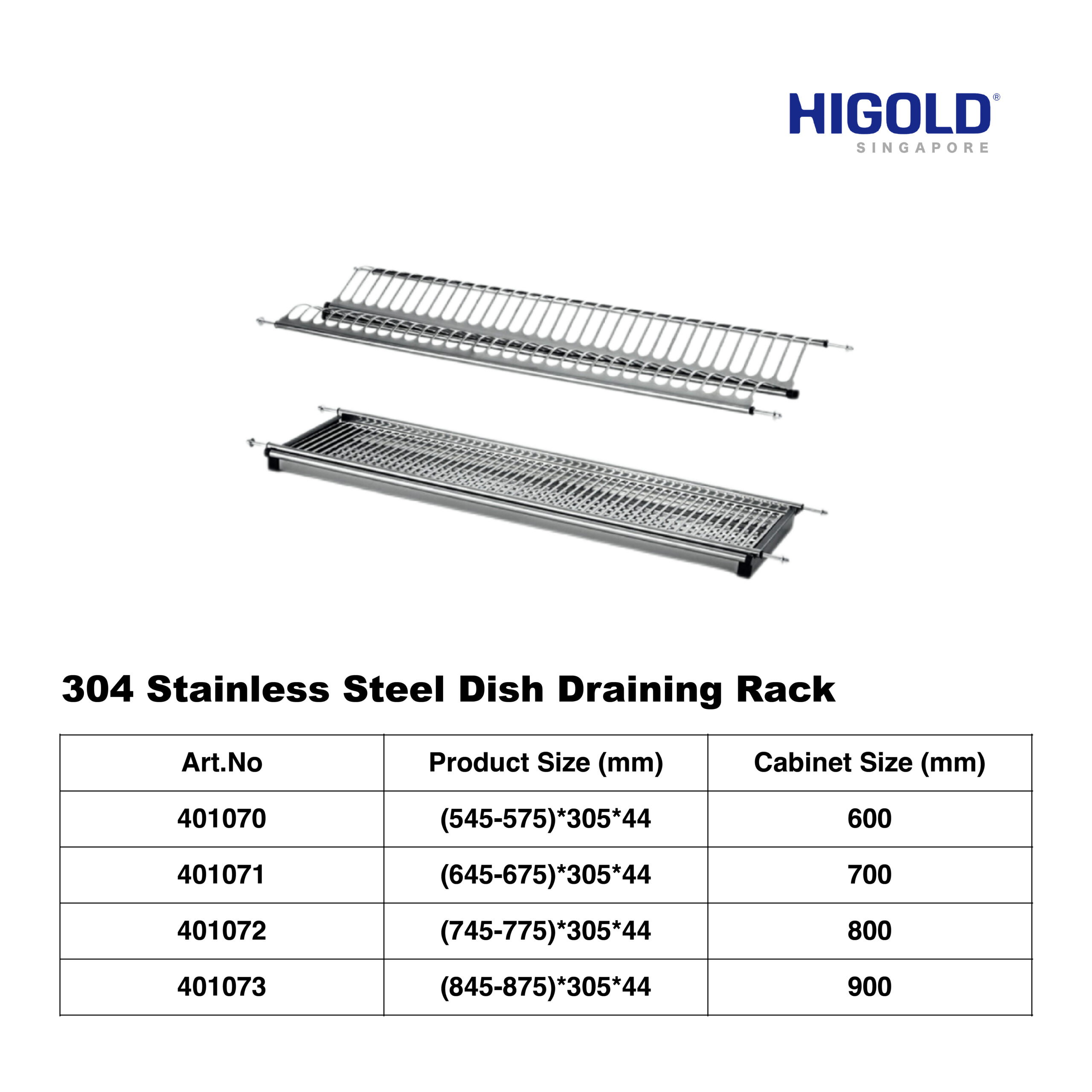HIGOLD 304 Stainless Steel Dish Draining Rack - Image 2