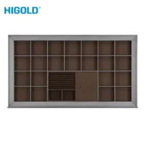 HIGOLD A Series Charm Storage Box Gray Aluminum Frame With Gray Leather Full Extension Slider with soft close