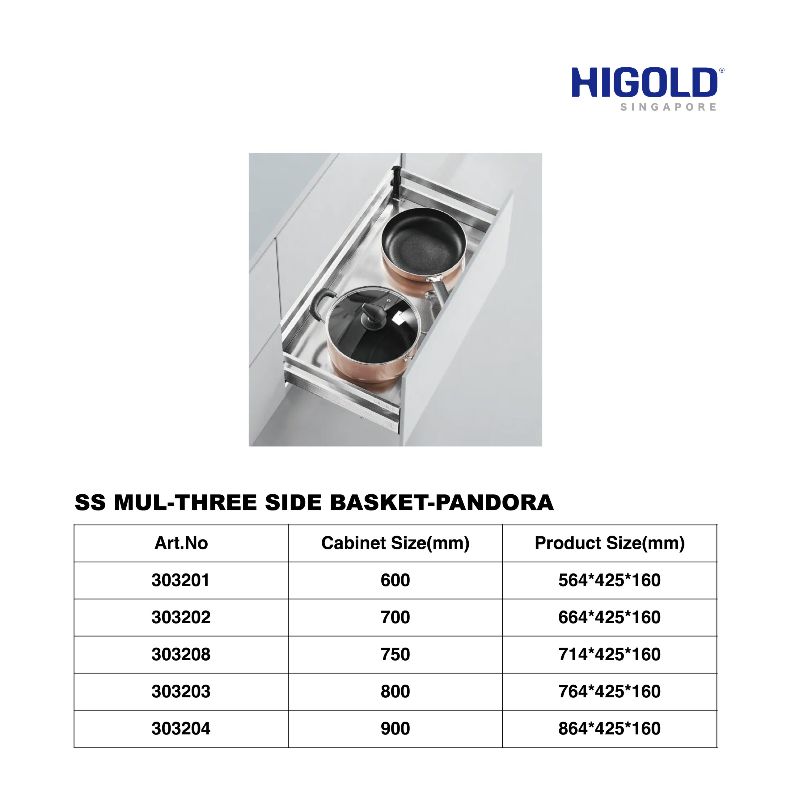 HIGOLD SS MUL-THREE SIDE BASKET-PANDORA (without compartment) - Image 2
