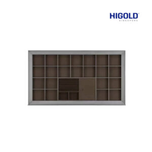 HIGOLD A Series Charm Storage Box Gray Aluminum Frame With Gray Leather Full Extension Slider with soft close