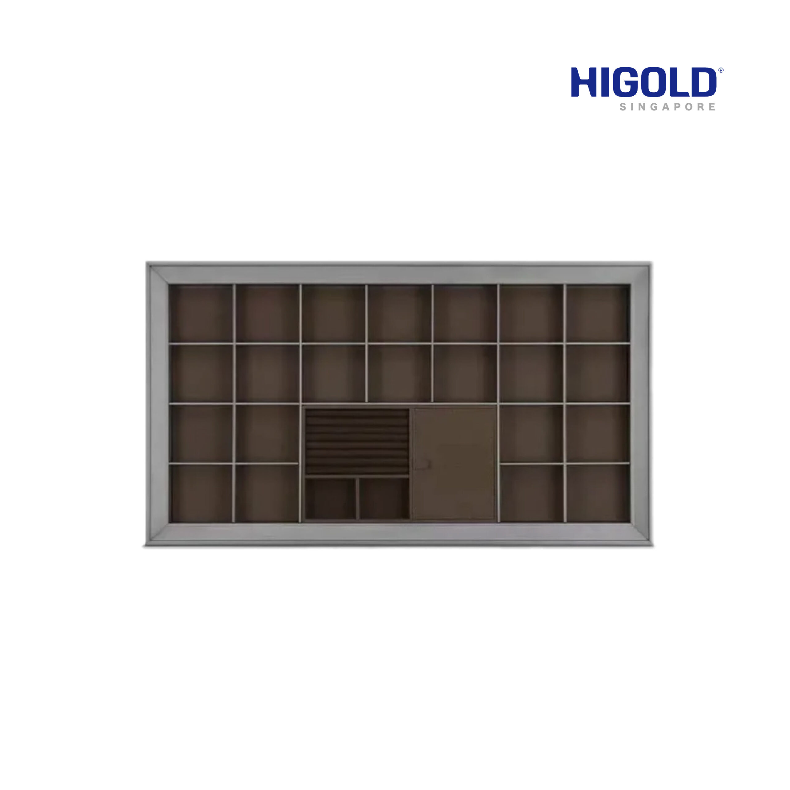 HIGOLD A Series Charm Storage Box Gray Aluminum Frame With Gray Leather Full Extension Slider with soft close