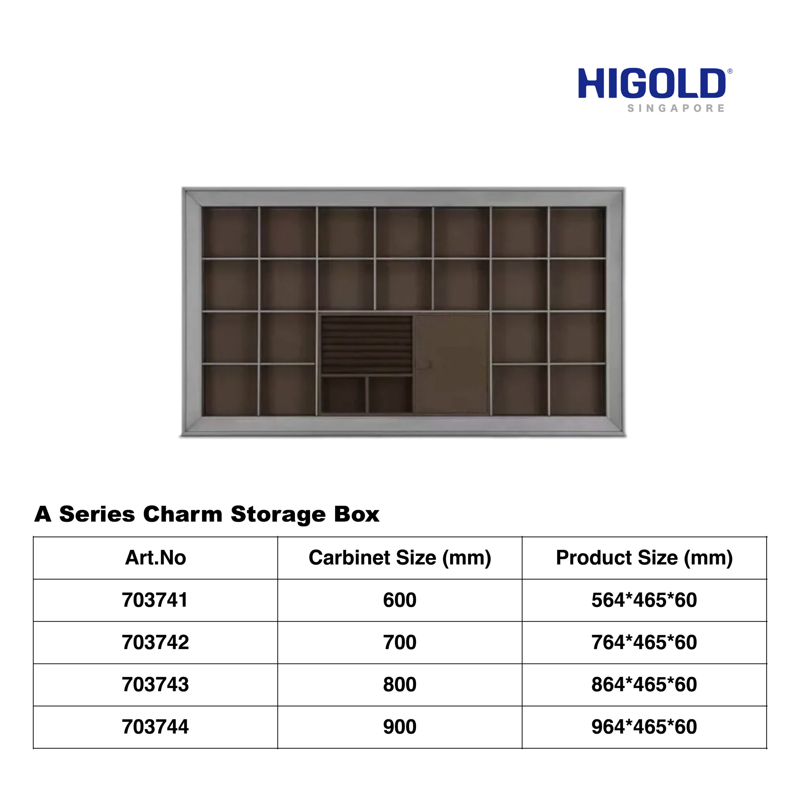 HIGOLD A Series Charm Storage Box Gray Aluminum Frame With Gray Leather Full Extension Slider with soft close - Image 2