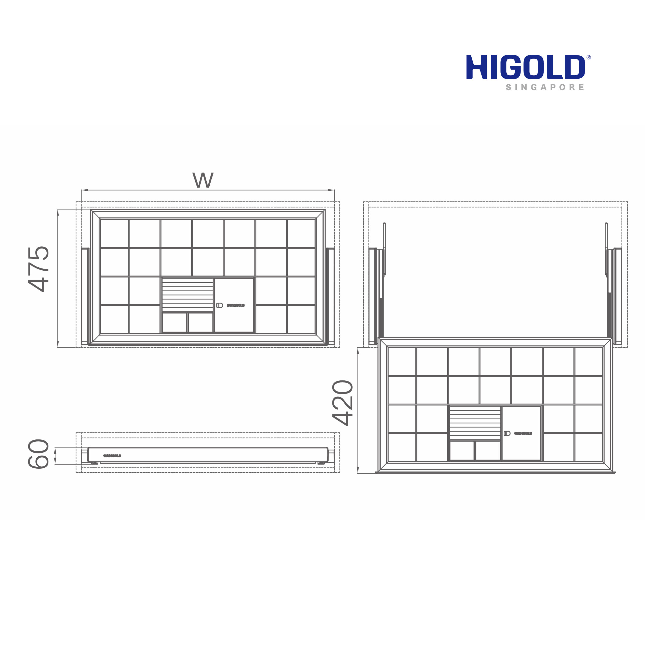 HIGOLD A Series Charm Storage Box Gray Aluminum Frame With Gray Leather Full Extension Slider with soft close - Image 5