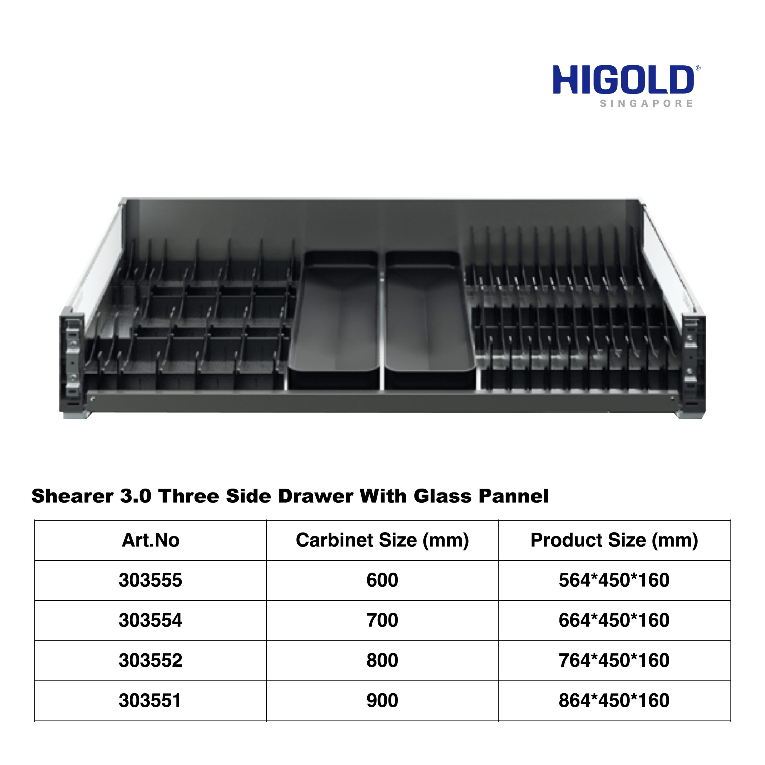 HIGOLD Shearer 3.0 Three Side Drawer With Glass Pannel - Image 2