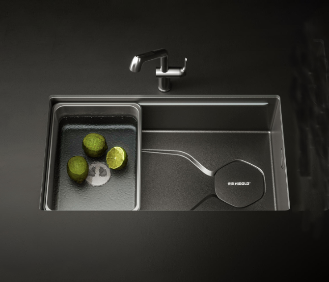 HIGOLD LS1.0 PRO Series SUS 304 Handmade Sink Single Bowl With Steps Stone Texture Surface