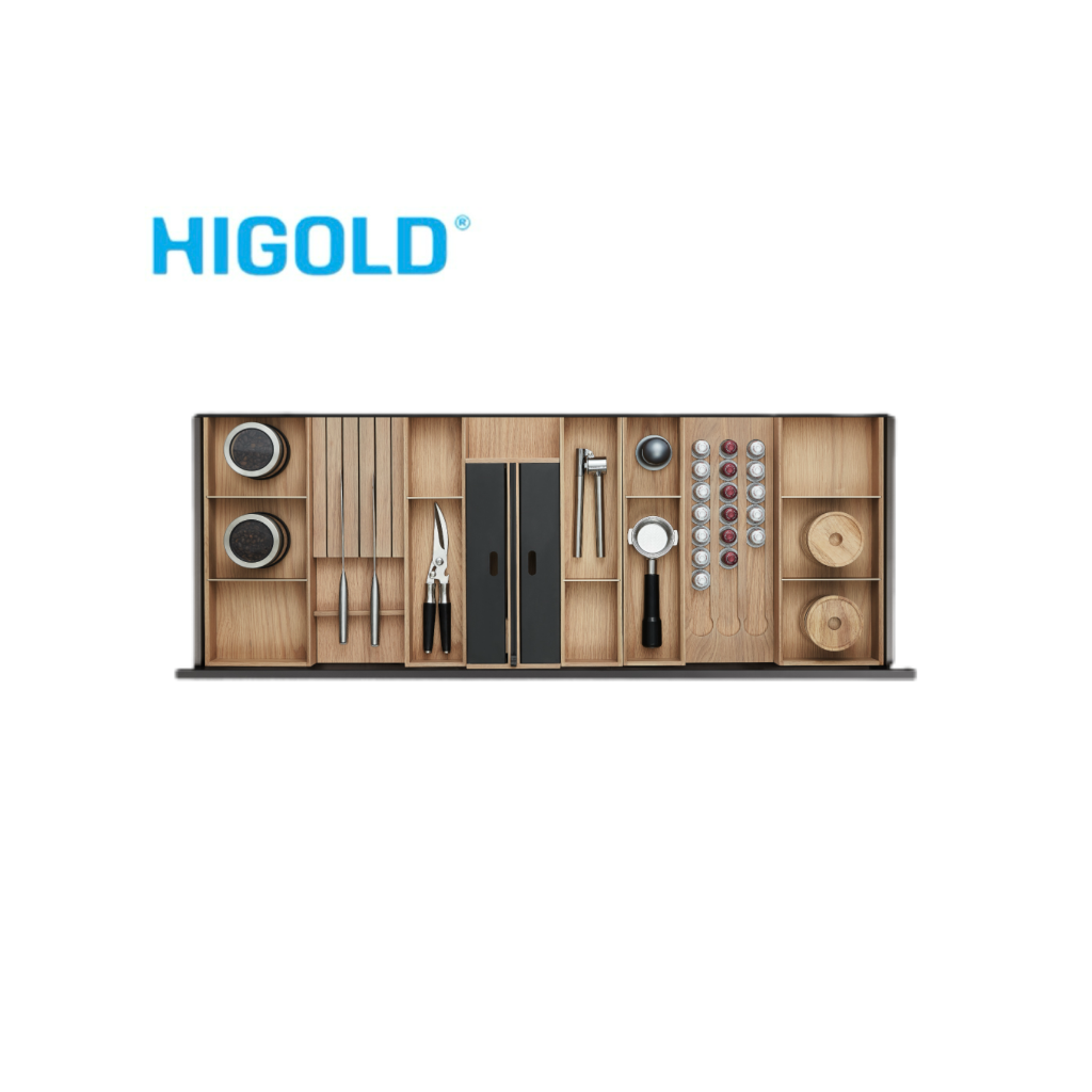 HIGOLD Pull Out Basket  Four Sides With Solid Wood Compartments