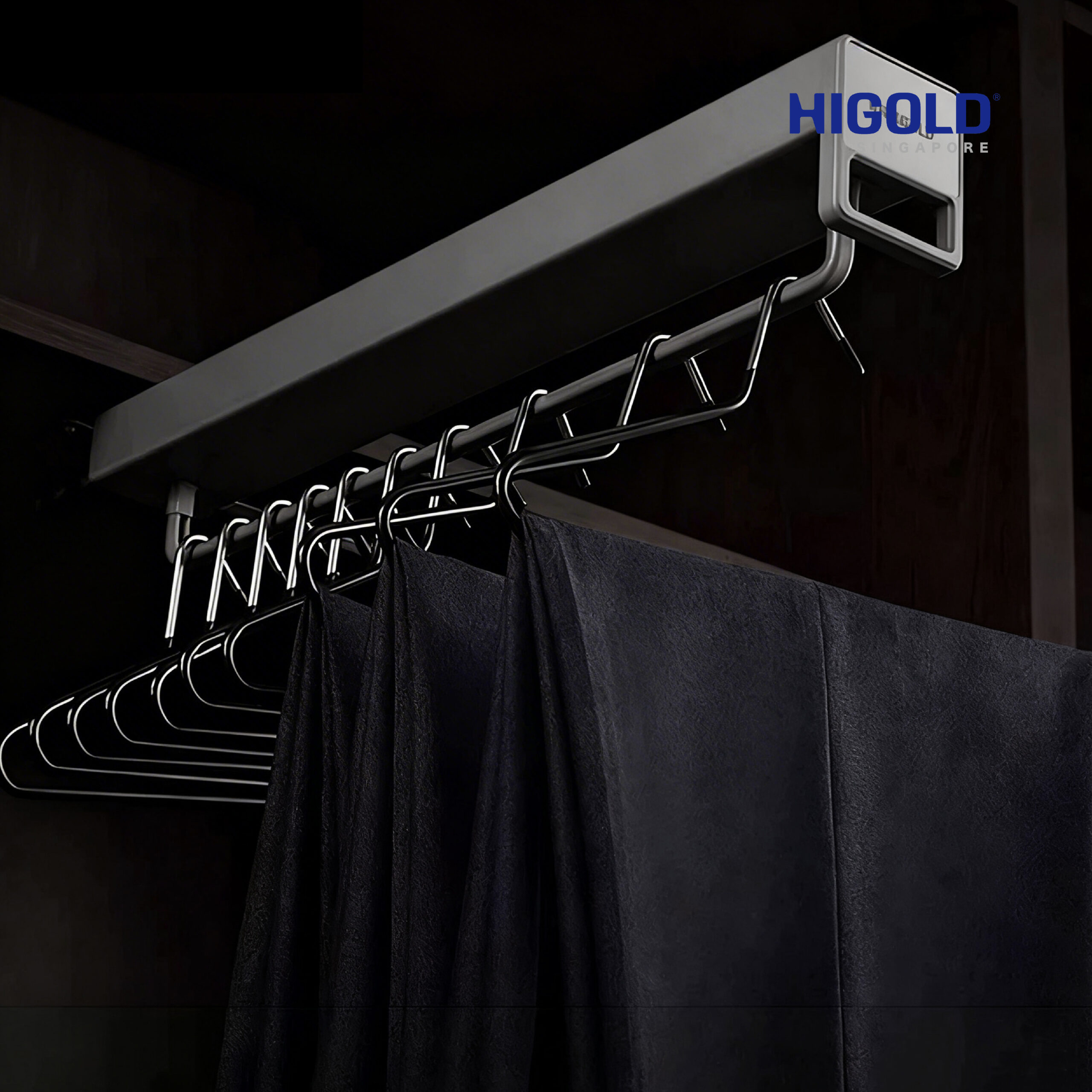 HIGOLD A Series Smart Island Vertical Top-Mounting Cloth Rack - Image 3