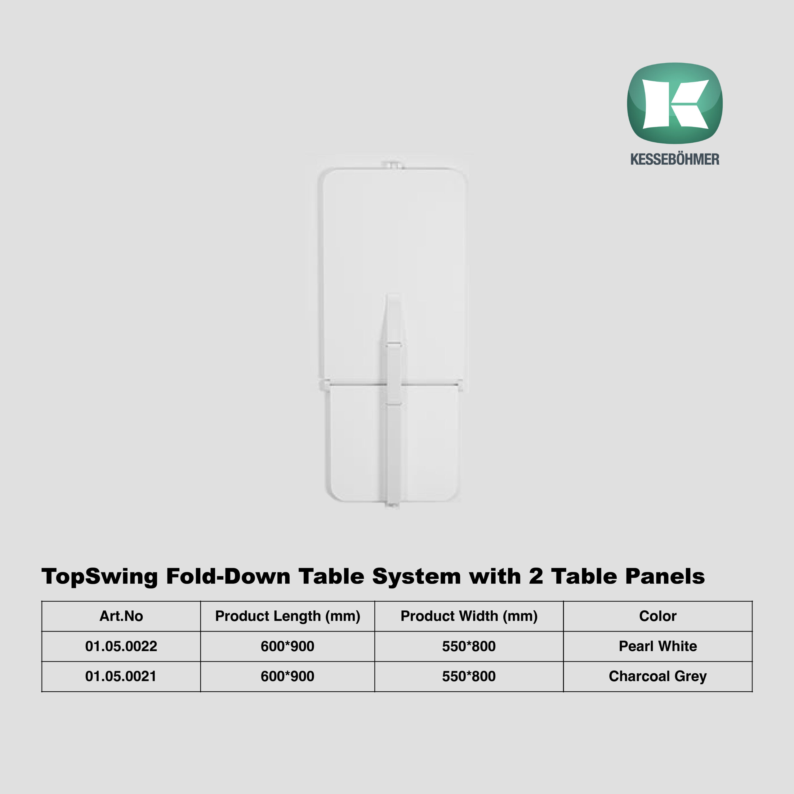 KESSEBÖHMER TopSwing Fold-Down Table System with 2 Table Panels - Image 2